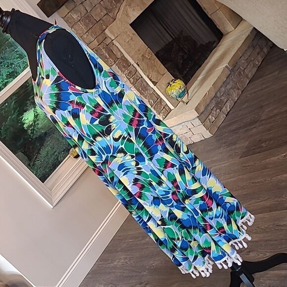 Magic sz M colorful A line dress with fringed bottom - Picture 2 of 9